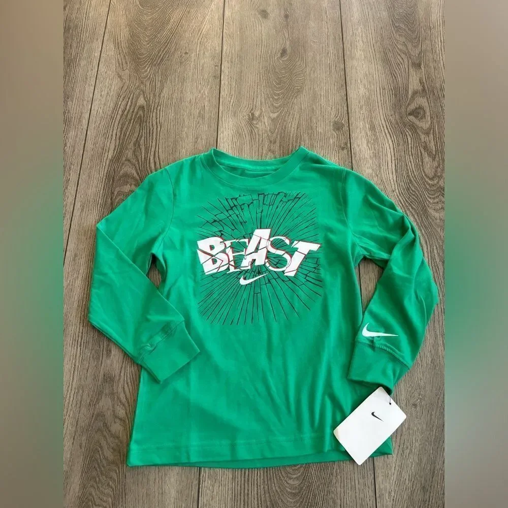 Nike BEAST graphic long sleeve shirt, color green great for winter